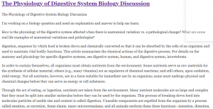 The Physiology of Digestive System Biology Discussion