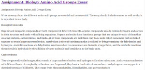 Assignment: Biology Amino Acid Groups Essay