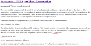 Assignment: NURS 530 Video Presentation