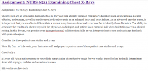 Assignment: NURS 6531 Examining Chest X-Rays