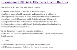 Discussion: NURS 6051 Electronic Health Records