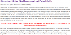 Discussion: NR 544 Risk Management and Patient Safety