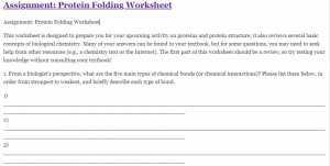 Assignment: Protein Folding Worksheet