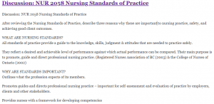 Discussion: NUR 2058 Nursing Standards of Practice