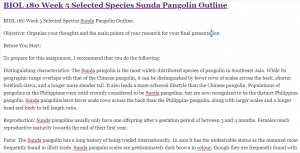 BIOL 180 Week 5 Selected Species Sunda Pangolin Outline