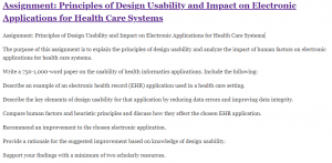 Assignment: Principles of Design Usability and  Impact on Electronic Applications for Health Care Systems