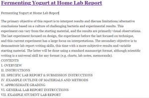 Fermenting Yogurt at Home Lab Report