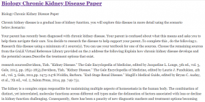 Biology Chronic Kidney Disease Paper