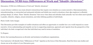 Discussion: NURS 6221 Differences at Work and “Identity Abrasions”