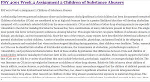 PSY 4001 Week 4 Assignment 2 Children of Substance Abusers