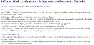 PSY 2007 Week 1 Assignment 3 Independent and Dependent Variables