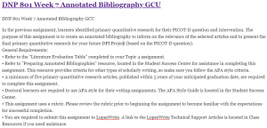 DNP 801 Week 7 Annotated Bibliography GCU