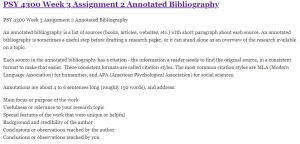 PSY 4300 Week 3 Assignment 2 Annotated Bibliography