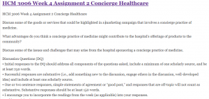 HCM 3006 Week 4 Assignment 2 Concierge Healthcare