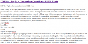 DNP 810 Topic 3 Discussion Question 2 PEER Posts