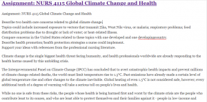 Assignment: NURS 4115 Global Climate Change and Health