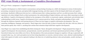 PSY 3520 Week 2 Assignment 2 Cognitive Development