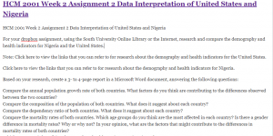 HCM 2001 Week 2 Assignment 2 Data Interpretation of United States and Nigeria