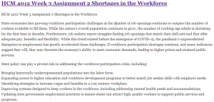 HCM 4012 Week 3 Assignment 2 Shortages in the Workforce