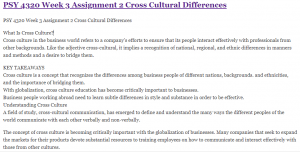 PSY 4320 Week 3 Assignment 2 Cross Cultural Differences