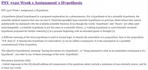 PSY 3520 Week 1 Assignment 3 Hypothesis