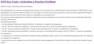 DNP 810 Topic 3 Selecting a Practice Problem