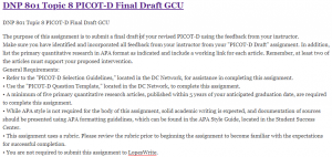 DNP 801 Topic 8 PICOT-D Final Draft GCU