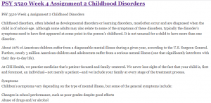 PSY 3520 Week 4 Assignment 2 Childhood Disorders