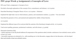 PSY 4040 Week 4 Assignment 2 Concepts of Love