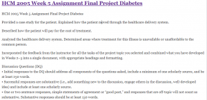 HCM 2005 Week 5 Assignment Final Project Diabetes