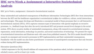 HSC 3070 Week 4 Assignment 2 Interactive Sociotechnical Analysis