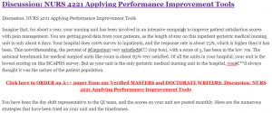 Discussion: NURS 4221 Applying Performance Improvement Tools