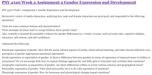 PSY 4320 Week 2 Assignment 2 Gender Expression and Development