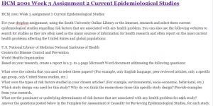 HCM 2001 Week 3 Assignment 2 Current Epidemiological Studies
