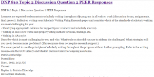 DNP 810 Topic 2 Discussion Question 2 PEER Responses