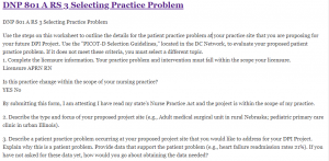 DNP 801 A RS 3 Selecting Practice Problem