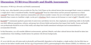 Discussion: NURS 6512 Diversity and Health Assessments