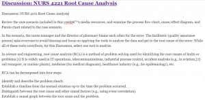 Discussion: NURS 4221 Root Cause Analysis