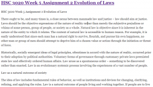 HSC 3020 Week 5 Assignment 2 Evolution of Laws