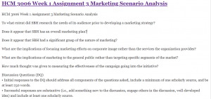 HCM 3006 Week 1 Assignment 3 Marketing Scenario Analysis