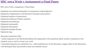 HSC 3004 Week 5 Assignment 2 Final Paper