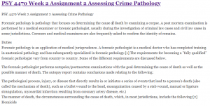 PSY 4470 Week 2 Assignment 2 Assessing Crime Pathology