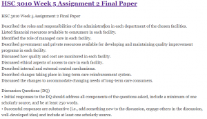 HSC 3010 Week 5 Assignment 2 Final Paper
