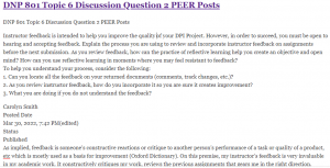 DNP 801 Topic 6 Discussion Question 2 PEER Posts