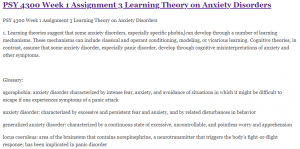 PSY 4300 Week 1 Assignment 3 Learning Theory on Anxiety Disorders