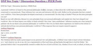 DNP 801 Topic 7 Discussion Question 1 PEER Posts