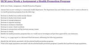 HCM 2001 Week 4 Assignment 2 Health Promotion Program