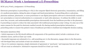 HCM 4025 Week 3 Assignment 2 E-Prescribing