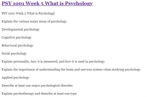 PSY 1001 Week 5 What is Psychology