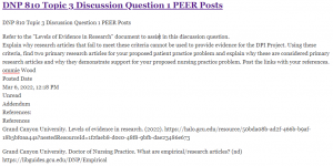 DNP 810 Topic 3 Discussion Question 1 PEER Posts